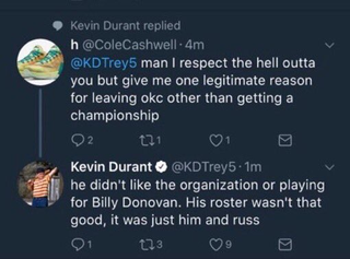 Illustration for article titled Kevin Durant Trashes Former Coach, Teammates On Twitter